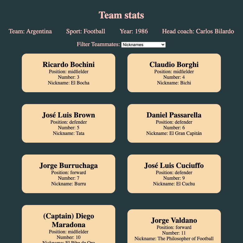 Screenshot of football team carlos