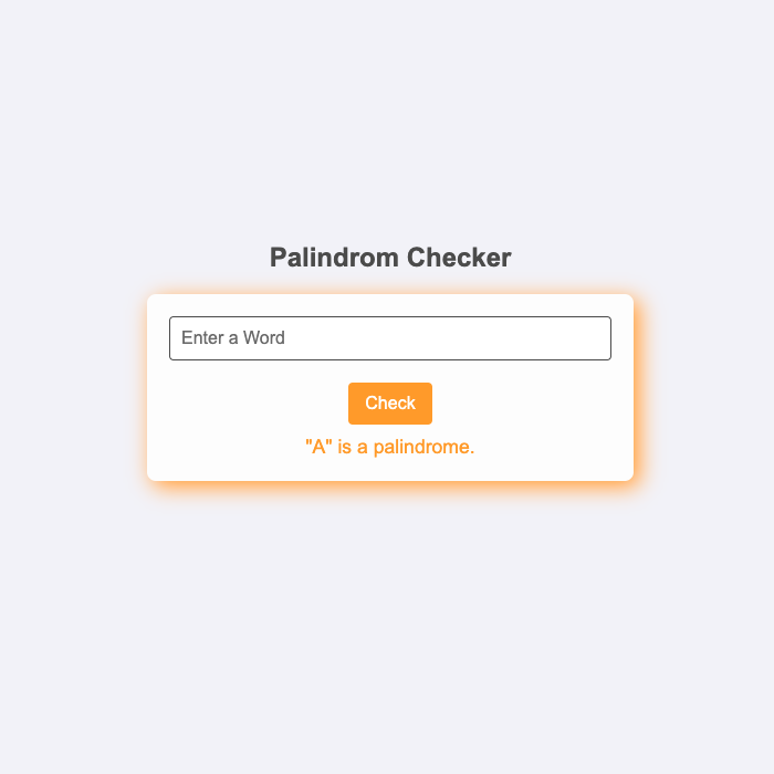 Screenshot of palindrome checker