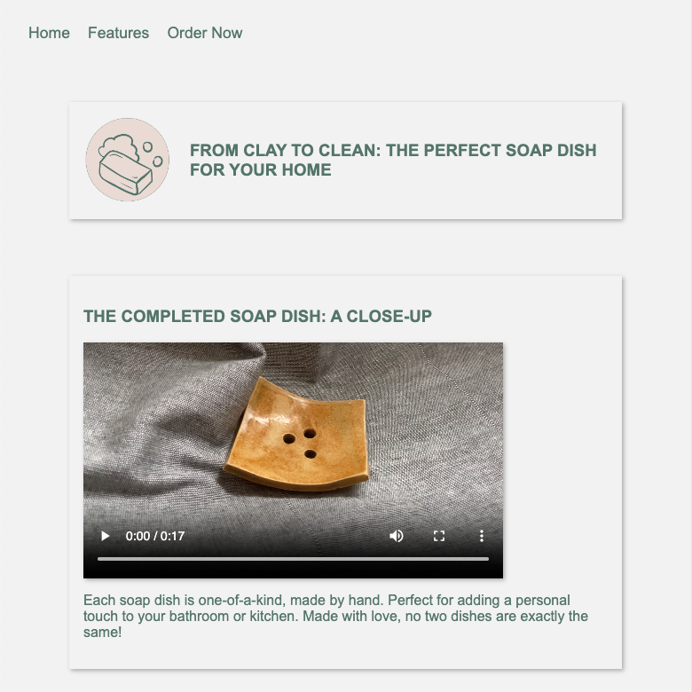 Screenshot of a responsive product landing page design